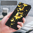 Cu clapetă pentru Oppo A17, Wallet, Butterflies de aur