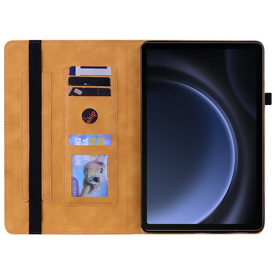 Husa pentru Samsung Galaxy Tab S10 Lite / S10 FE / S9 FE, Wallet Pen Slot, galben