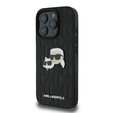 Husă rigidă Karl Lagerfeld Monogram Karl & Choupette Head Pin pentru iPhone 16 Pro