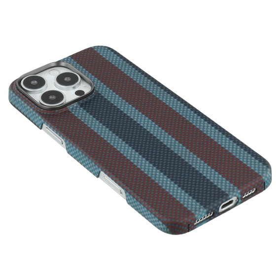 Carcasă pentru iPhone 16 Pro Max, Aramid Fiber Slim Case, pentru MagSafe, albastru / roșu