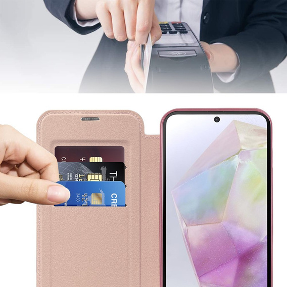 Cu clapetă pentru Samsung Galaxy A26, RFID Wallet MagSafe CamShield, roz