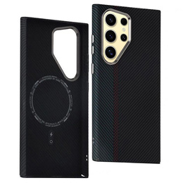 Carcasa pentru Samsung Galaxy S24 Ultra, Carbon Fiber MagSafe, negru / albastru