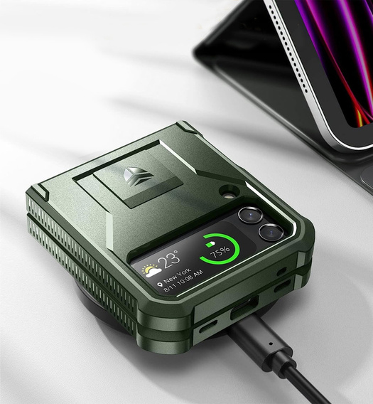 Husa blindată pentru Samsung Galaxy Z Flip 4 5G, Dexnor Clip Holder, verde