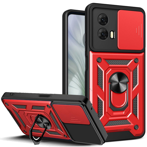 Husă blindată pentru Motorola Moto E14, CamShield Slide, roșu