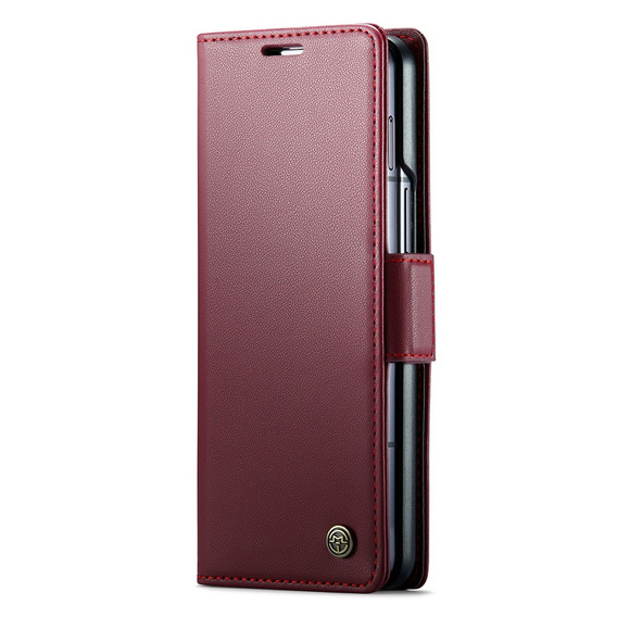 Husa cu clapetă CASEME pentru Samsung Galaxy Z Fold6 5G, Litchi Wallet, roșu