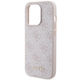 GUESS Huse pentru iPhone 15 Pro Max, 4G Metal Gold Logo, roz