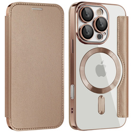 Cu clapetă pentru iPhone 16 Pro, RFID Wallet MagSafe CamShield, de aur