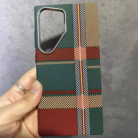 Carcasa pentru Samsung Galaxy S23 Ultra, Carbon Fiber MagSafe, roșu / verde