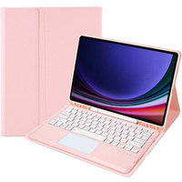 Carcasă + tastatură Samsung Galaxy Tab S9+, Leather Pen Slot TouchPad, roz rose gold