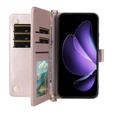 Carcasă cu clapetă pentru Oppo Reno 13 5G, Crossbody Leather Wallet, roz
