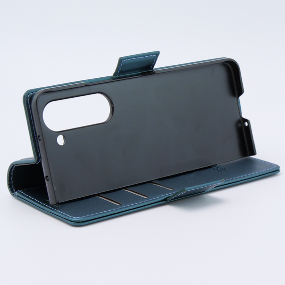 Husă pentru Samsung Galaxy Z Fold 5 5G, ERBORD Glossy Litchi, portofel cu clapetă, verde