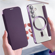 Cu clapetă pentru Samsung Galaxy S24, RFID Wallet MagSafe CamShield, violet