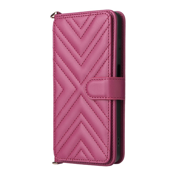 Carcasă cu clapetă pentru Xiaomi Poco M7 Pro 5G, Crossbody Leather Wallet, maroon