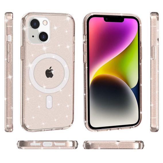 Husă pentru iPhone 14 Plus, Glittery, pentru MagSafe, de aur