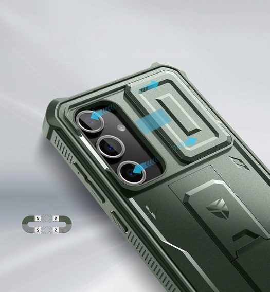 Husă blindată pentru Samsung Galaxy S24 FE, Dexnor Full Body (Two Frames), verde
