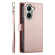 Cu clapetă pentru Xiaomi Poco X7 Pro 5G, Wallet Zipper Pocket, roz