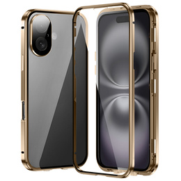 Husa pentru iPhone 16, Magnetic Dual Glass, de aur