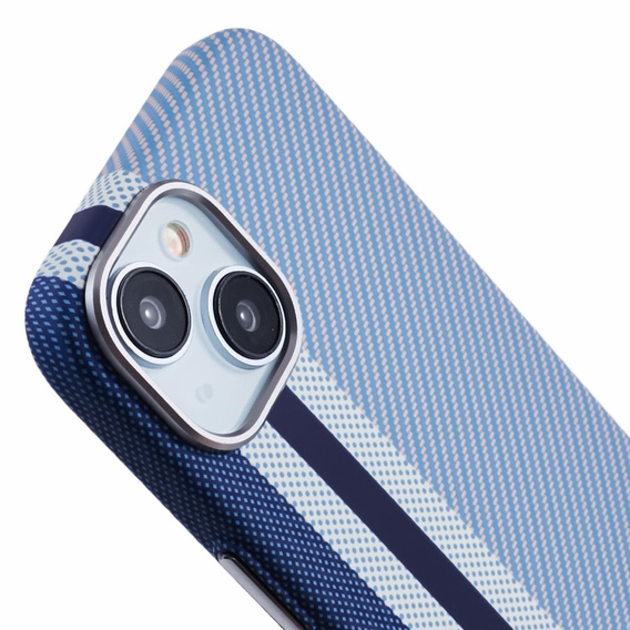 Carcasa pentru iPhone 15, Carbon Fiber MagSafe, albastru