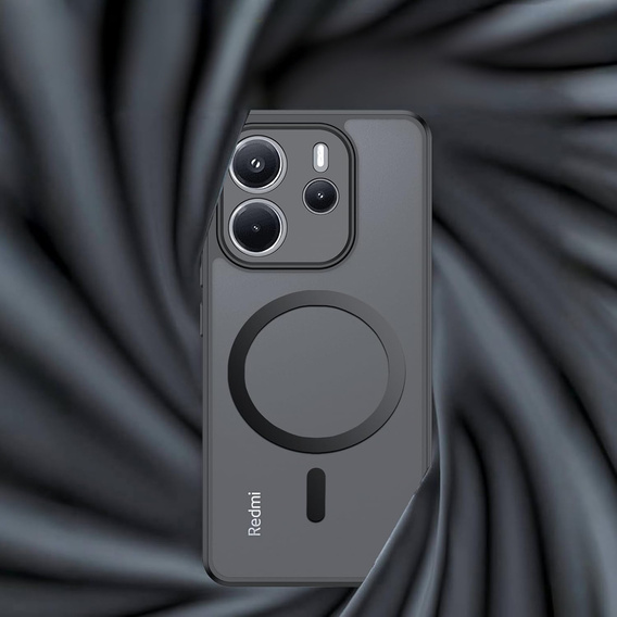 Husă pentru Xiaomi Redmi Note 14 4G, pentru MagSafe, ERBORD Matt Case, negru + sticlă pentru ecran