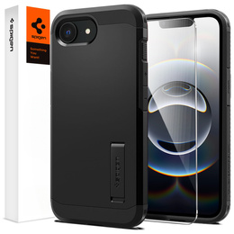 Carcasa Spigen pentru iPhone 16E, Tough Armor Mag MagSafe, negru + 9H Tempered Glass