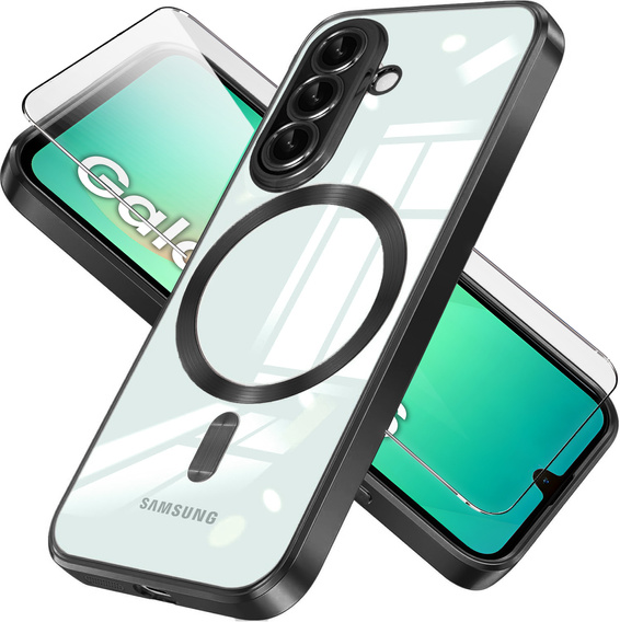 Husă pentru Samsung Galaxy A26, Electro MagSafe, negru + Sticlă pentru ecran