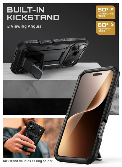 Carcasă Supcase pentru iPhone 17 Pro Max, Unicorn Beetle Pro, negru