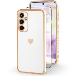 Husă pentru Samsung Galaxy A35 5G, Electro heart, alb + Sticlă ceramică Full Glue