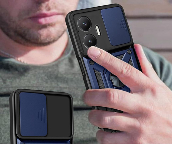 Husă blindată pentru Xiaomi Poco F7, CamShield Slide, albastru