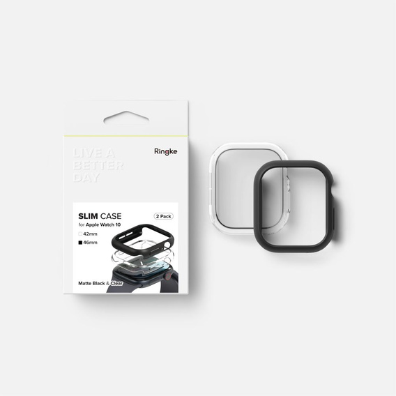 Husă Ringke pentru Samsung Galaxy Watch 6 Classic 47mm, Slim, 2-Pack, transparent / negru