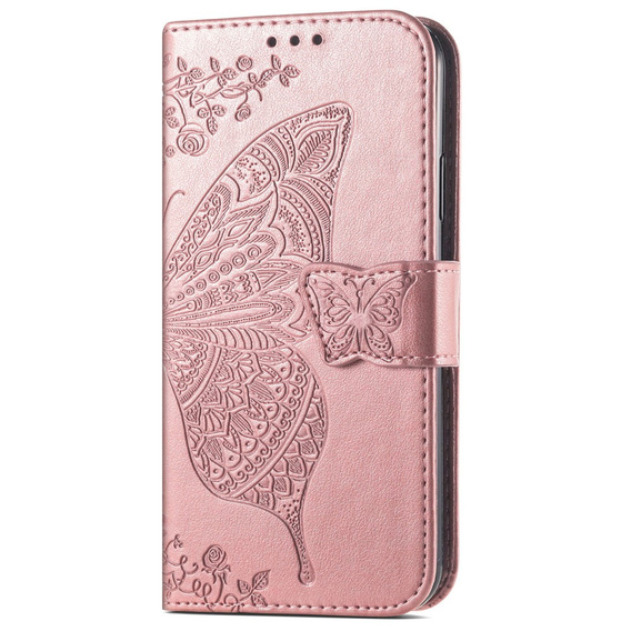 Cu clapetă pentru Samsung Galaxy S25 FE, Butterfly, roz rose gold