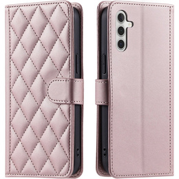 Husă cu clapetă pentru Samsung Galaxy A16, Rhombus Crossbody Leather, roz rose gold