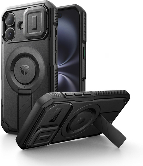 Carcasă blindată pentru iPhone 16, Dexnor CamProtect MagSafe, negru