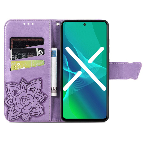 Cu clapetă pentru Samsung Galaxy M13, Butterfly, violet