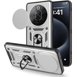 Husă blindată CamShield Slide cu capac pentru cameră și inel pentru Nubia Focus Pro 5G, argintiu