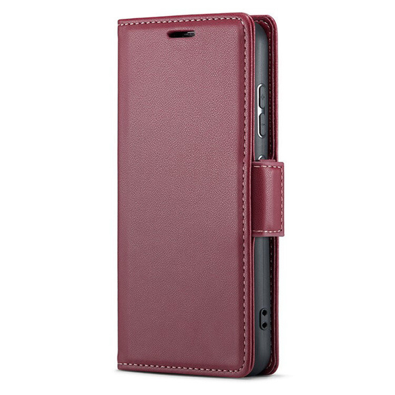 Husă pentru Xiaomi 15, ERBORD Glossy Litchi, portofel cu clapetă, roșu