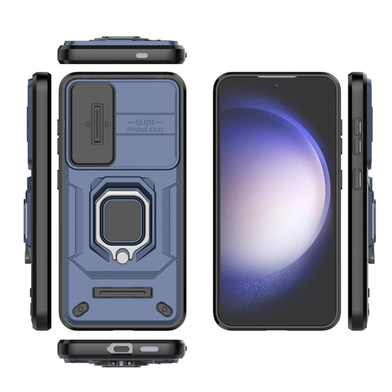 Husă pentru Samsung Galaxy S24, KickStand Camera Lens, albastru