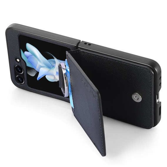 Carcasă pentru Samsung Galaxy Z Flip7 FE / Z Flip6, Card Slot Ring Case, negru