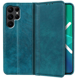 Huse pentru Samsung Galaxy S22 Ultra 5G, Wallet Litchi Leather, albastru