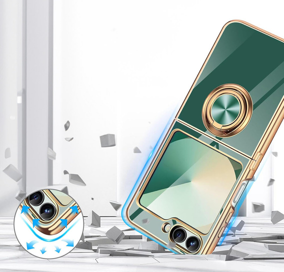 Huse pentru Samsung Galaxy Z Flip7 FE / Z Flip6, Electro Ring, verde