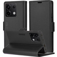Husă pentru Xiaomi Redmi Note 13 5G, ERBORD Glossy Litchi, portofel cu clapetă, negru