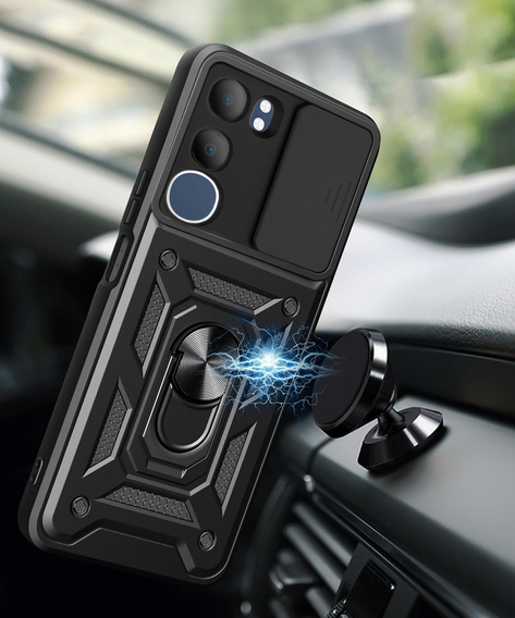 Husă blindată pentru Vivo Y19s, CamShield Slide, negru