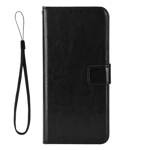 Cazul Flap pentru Xiaomi Redmi 15 5G / 4G, texturat Crazy Horse, negru