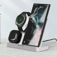 Încărcător wireless inductiv 3 în 1 QI rapid pentru Samsung S25 S24 S23 Galaxy Watch Buds Stație albă