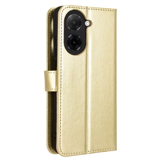 Cu clapetă pentru Xiaomi Redmi A5, Crazy Horse Wallet, de aur
