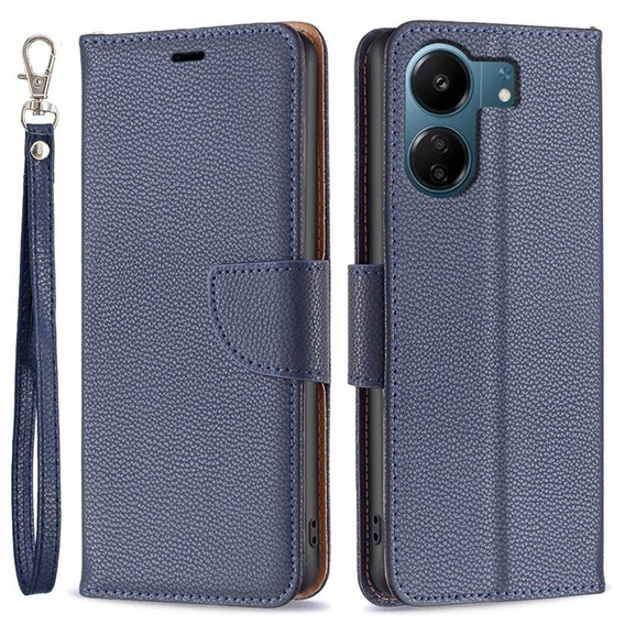 Cu clapetă pentru Samsung Galaxy A05s, Wallet Litchi Leather, albastru