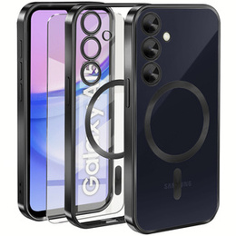 Husă pentru Samsung Galaxy A15 4G/5G, Electro MagSafe, negru + Sticlă pentru ecran