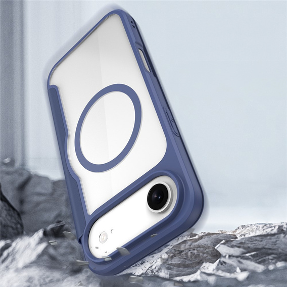 Husă Dux Ducis pentru iPhone Air, Skin X Pro, cu clapetă, pentru MagSafe, albastru marin