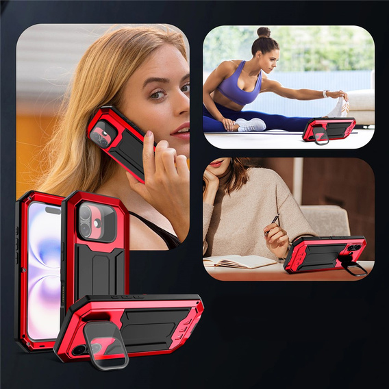 Husă blindată R-JUST cu protecție pentru ecran și suport pentru iPhone 17