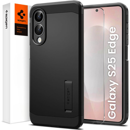 Carcasa Spigen pentru Samsung Galaxy S25 Edge, Tough Armor Mag MagSafe, negru + 9H Tempered Glass