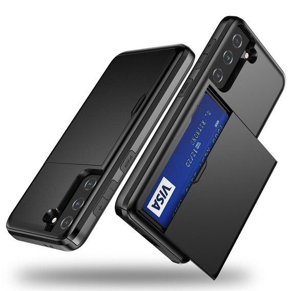 Huse pentru Samsung Galaxy S22, Sliding Card Holder, negru
